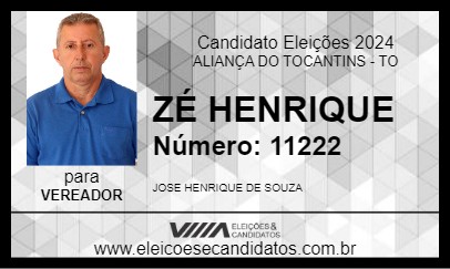 Candidato ZÉ HENRIQUE 2024 - ALIANÇA DO TOCANTINS - Eleições