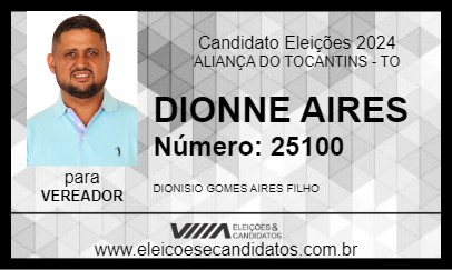 Candidato DIONNE AIRES 2024 - ALIANÇA DO TOCANTINS - Eleições