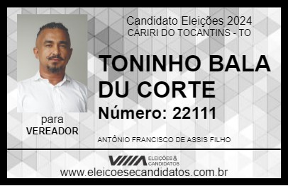 Candidato TONINHO BALA DU CORTE 2024 - CARIRI DO TOCANTINS - Eleições