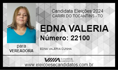 Candidato EDNA VALERIA 2024 - CARIRI DO TOCANTINS - Eleições