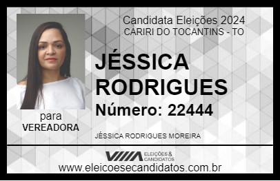 Candidato JÉSSICA RODRIGUES 2024 - CARIRI DO TOCANTINS - Eleições