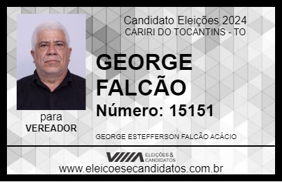 Candidato GEORGE FALCÃO 2024 - CARIRI DO TOCANTINS - Eleições