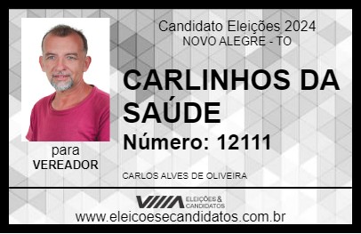 Candidato CARLINHOS DA  SAÚDE 2024 - NOVO ALEGRE - Eleições