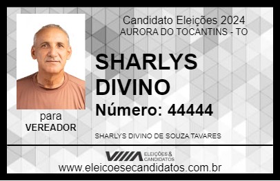 Candidato SHARLYS DIVINO 2024 - AURORA DO TOCANTINS - Eleições