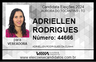 Candidato ANDRIELLEN RODRIGUES 2024 - AURORA DO TOCANTINS - Eleições