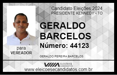 Candidato GERALDO BARCELOS 2024 - PRESIDENTE KENNEDY - Eleições