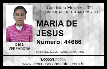 Candidato MARIA DE JESUS 2024 - CONCEIÇÃO DO TOCANTINS - Eleições