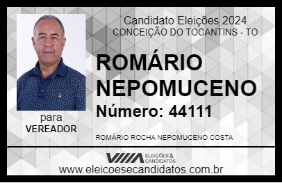 Candidato ROMÁRIO NEPOMUCENO 2024 - CONCEIÇÃO DO TOCANTINS - Eleições