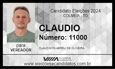 Candidato CLAUDIO 2024 - COLMÉIA - Eleições