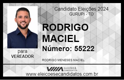 Candidato RODRIGO MACIEL 2024 - GURUPI - Eleições