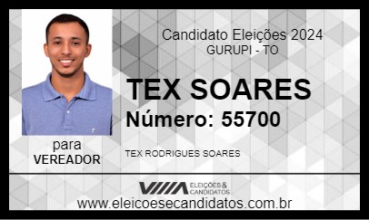 Candidato TEX SOARES 2024 - GURUPI - Eleições