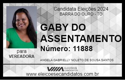 Candidato GABY DO ASSENTAMENTO 2024 - BARRA DO OURO - Eleições