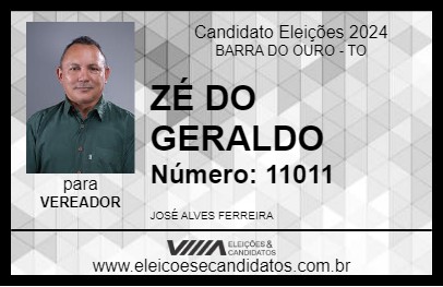 Candidato ZÉ DO GERALDO 2024 - BARRA DO OURO - Eleições