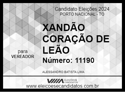 Candidato XANDÃO CORAÇÃO DE LEÃO 2024 - PORTO NACIONAL - Eleições