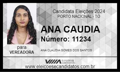 Candidato ANA CLAUDIA 2024 - PORTO NACIONAL - Eleições