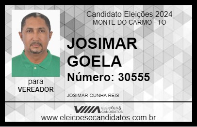 Candidato JOSIMAR GOELA 2024 - MONTE DO CARMO - Eleições