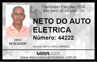 Candidato NETO DO AUTO ELETRICA 2024 - BREJINHO DE NAZARÉ - Eleições