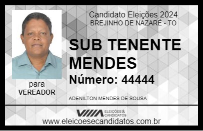 Candidato SUB TENENTE MENDES 2024 - BREJINHO DE NAZARÉ - Eleições