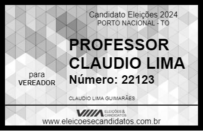 Candidato PROFESSOR CLAUDIO LIMA 2024 - PORTO NACIONAL - Eleições