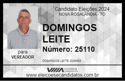 Candidato DOMINGOS LEITE 2024 - NOVA ROSALÂNDIA - Eleições