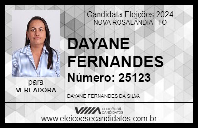 Candidato DAYANE FERNANDES 2024 - NOVA ROSALÂNDIA - Eleições