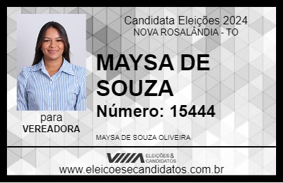 Candidato MAYSA DE SOUZA 2024 - NOVA ROSALÂNDIA - Eleições