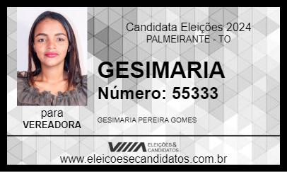 Candidato GESIMARIA 2024 - PALMEIRANTE - Eleições