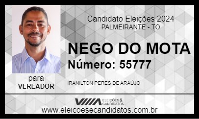 Candidato NEGO DO MOTA 2024 - PALMEIRANTE - Eleições