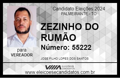 Candidato ZEZINHO DO RUMÃO 2024 - PALMEIRANTE - Eleições