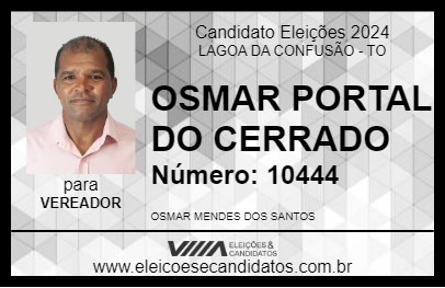 Candidato OSMAR PORTAL DO CERRADO 2024 - LAGOA DA CONFUSÃO - Eleições