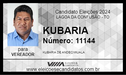 Candidato KUBARIA 2024 - LAGOA DA CONFUSÃO - Eleições