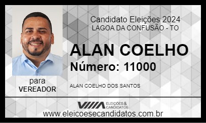 Candidato ALAN COELHO 2024 - LAGOA DA CONFUSÃO - Eleições