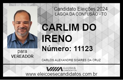 Candidato CARLIM DO IRENO 2024 - LAGOA DA CONFUSÃO - Eleições