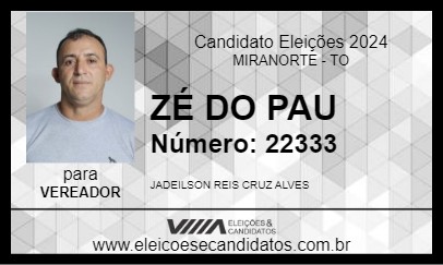 Candidato ZÉ DO PAU 2024 - MIRANORTE - Eleições