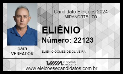 Candidato ELIÊNIO 2024 - MIRANORTE - Eleições