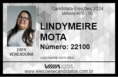 Candidato LINDYMEIRE MOTA 2024 - MIRANORTE - Eleições