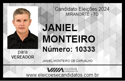 Candidato JANIEL MONTEIRO 2024 - MIRANORTE - Eleições