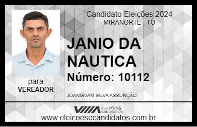 Candidato JANIO DA NAUTICA 2024 - MIRANORTE - Eleições