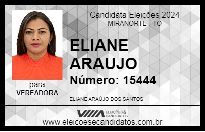 Candidato ELIANE ARAUJO 2024 - MIRANORTE - Eleições