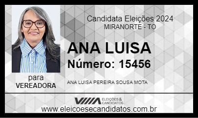 Candidato ANA LUISA 2024 - MIRANORTE - Eleições