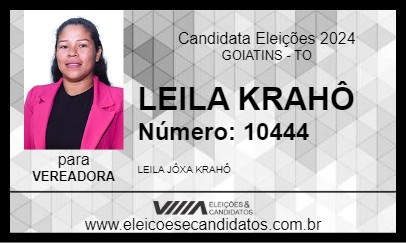 Candidato LEILA KRAHÔ 2024 - GOIATINS - Eleições