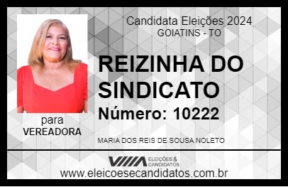 Candidato REIZINHA DO SINDICATO 2024 - GOIATINS - Eleições