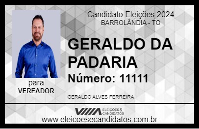 Candidato GERALDO DA PADARIA 2024 - BARROLÂNDIA - Eleições