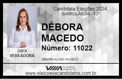 Candidato DÉBORA MACEDO 2024 - BARROLÂNDIA - Eleições