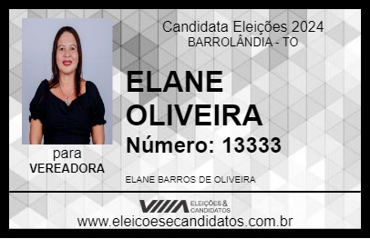 Candidato ELANE OLIVEIRA 2024 - BARROLÂNDIA - Eleições