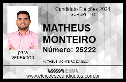 Candidato MATHEUS MONTEIRO 2024 - GURUPI - Eleições