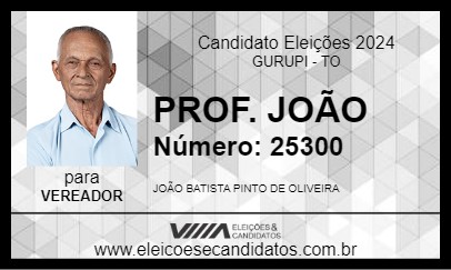 Candidato PROF. JOÃO 2024 - GURUPI - Eleições