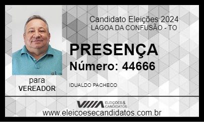 Candidato PRESENÇA 2024 - LAGOA DA CONFUSÃO - Eleições