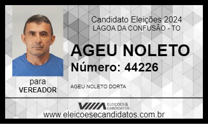 Candidato AGEU NOLETO 2024 - LAGOA DA CONFUSÃO - Eleições