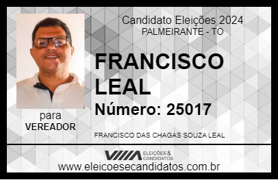 Candidato FRANCISCO LEAL 2024 - PALMEIRANTE - Eleições